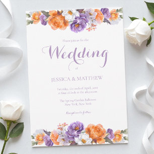 Invitation Elégante aquarelle Floral Lavande violet Mariage