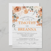 Invitation Elégante aquarelle Floral & Mariage bois