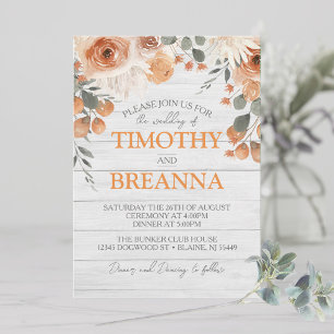 Invitation Elégante aquarelle Floral & Mariage bois