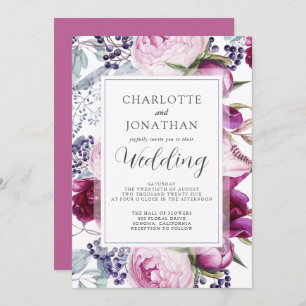 Invitation Elégante aquarelle Floral Mariage Botanique Invita