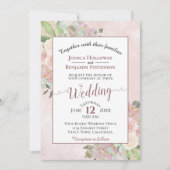 Invitation Elégante aquarelle Floral Mauve rose Boho Mariage (Devant)