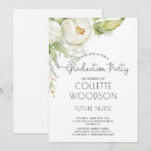 Invitation Élégante aquarelle Floral Nurse Graduate (Devant / Derrière)