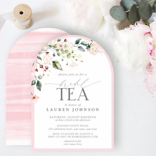 Invitation Elégante aquarelle Floral Tea rose Douche I