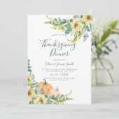 Invitation Elégante aquarelle Floral Thanksgiving Dîner (Debout devant)