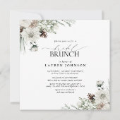 Invitation Elégante aquarelle Floral Winter Bridal Brunch (Devant)