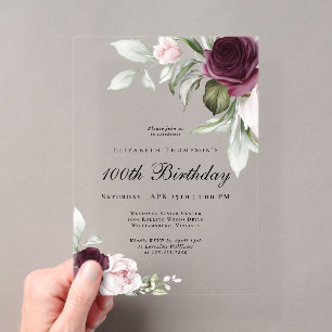 Invitation élégante aquarelle florale 100e anniver