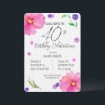 Invitation Elégante aquarelle florale 40e anniversaire Invita<br><div class="desc">Célébrez un jalon avec cette élégante invitation à 40e anniversaire aquarelle florale, avec un beau design floral peint à la main sur un papier d'aquarelle texturé arrière - plan pour une touche artistique unique. Idéal pour une célébration élégante et mémorable, cet invitation propose un texte entièrement modifiable pour vous permettre...</div>