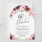 Invitation Elégante aquarelle florale 60e anniversaire de fêt (Devant)