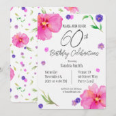 Invitation Elégante aquarelle florale 60e anniversaire Invita (Devant / Derrière)