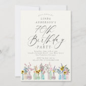 Invitation Elégante aquarelle florale 70e fête d'anniversaire (Devant)