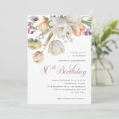 Invitation Elégante aquarelle Florale 80e fête d'anniversaire (Debout devant)