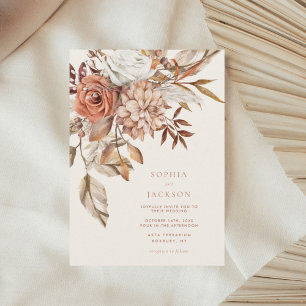 Invitation Elégante aquarelle Florale Automne Mariage d'hiver