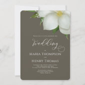 Invitation Elégante aquarelle Florale Blanc Magnolia Flower (Devant)