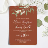 Invitation Elégante aquarelle Florale Blanc Terracotta Fleur