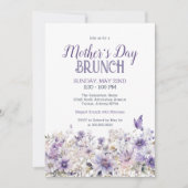 Invitation Elégante aquarelle florale Brunch Fête des Mères (Devant)