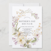 Invitation Elégante aquarelle florale Brunch Fête des Mères (Devant)