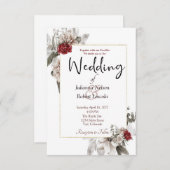 Invitation Elégante aquarelle florale en rouge et mariage bru (Devant / Derrière)