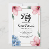 Invitation Elégante aquarelle Florale été 50e anniversaire (Devant)