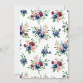 Invitation Elégante aquarelle Florale Fête de la vie (Dos)