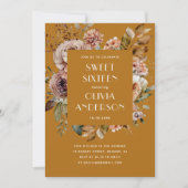 Invitation Elégante aquarelle florale moutarde orange doux 16 (Devant)