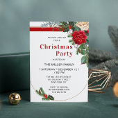 Invitation Elégante Aquarelle Florale Noël Party