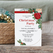 Invitation Elégante Aquarelle Florale Noël Party