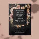 Invitation Elégante aquarelle florale noire Douce 16 seize<br><div class="desc">Elégante aquarelle automne floral Sweet 16 invitation dans les tons noir,  beige,  crème marron. Veuillez me contacter si vous avez besoin d'autres articles.</div>