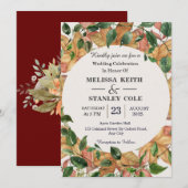 Invitation Elégante aquarelle Florale Orange Greenery Mariage (Devant / Derrière)