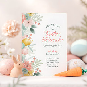 Invitation Elégante aquarelle Florale Pâques Brunch Invitatio