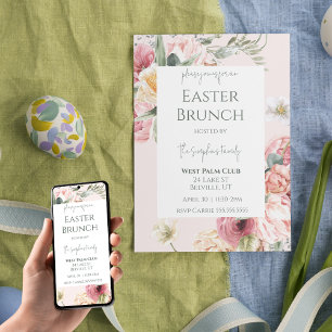 Invitation Elégante aquarelle Florale Pâques Brunch Invitatio