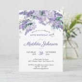 Invitation Elégante aquarelle Florale pourpre 60e anniversair (Debout devant)