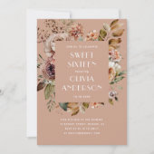 Invitation Elégante aquarelle florale rose pâle Douce 16 (Devant)