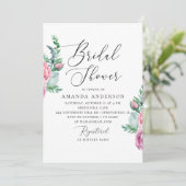 Invitation Elégante aquarelle florale script nuptiale douche (Debout devant)