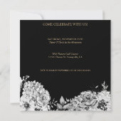 Invitation Elégante aquarelle Florale Surprise fête d'anniver (Dos)