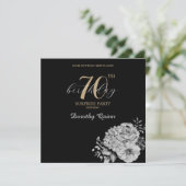 Invitation Elégante aquarelle Florale Surprise fête d'anniver (Debout devant)