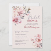 Invitation Elégante aquarelle Flower Soft Rose Fête des marié (Devant)