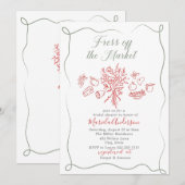 Invitation Elégante aquarelle fraîche du marché Bridal Sh (Devant / Derrière)