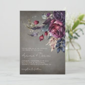 Invitation Elégante aquarelle gothique Mariage floral (Debout devant)