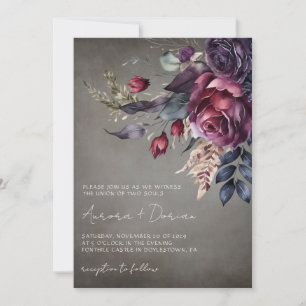 Invitation Elégante aquarelle gothique Mariage floral