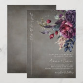 Invitation Elégante aquarelle gothique Mariage floral (Devant / Derrière)