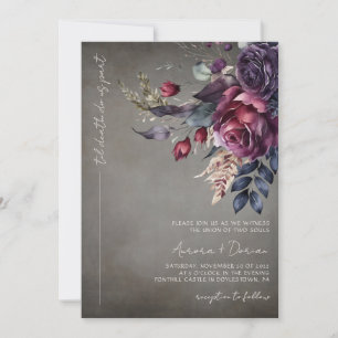 Invitation Elégante aquarelle gothique Mariage floral