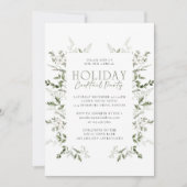 Invitation Elégante aquarelle hiver verdure fête de vacances (Devant)