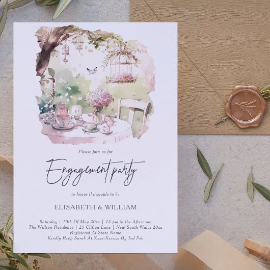 Invitation Elégante aquarelle Jardin Engagement