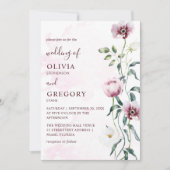 Invitation Elégante aquarelle jardin fleurs Mariage (Devant)