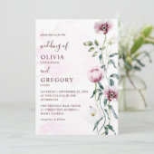 Invitation Elégante aquarelle jardin fleurs Mariage (Debout devant)