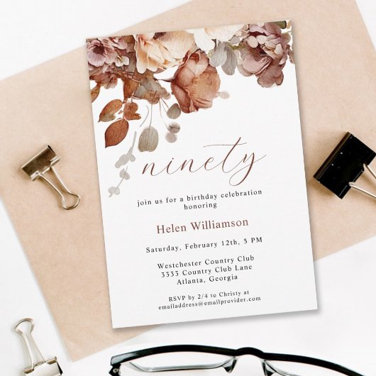 Invitation Elégante aquarelle Jardin Floral 90e