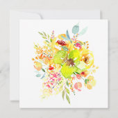 Invitation Elégante aquarelle jaune Fête des mariées florale (Dos)