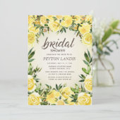 Invitation Elégante aquarelle jaune Fête des mariées florale (Debout devant)