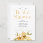 Invitation Elégante aquarelle jaune Fête des mariées florale (Devant)