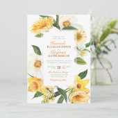 Invitation Elégante aquarelle jaune Mariage floral (Debout devant)